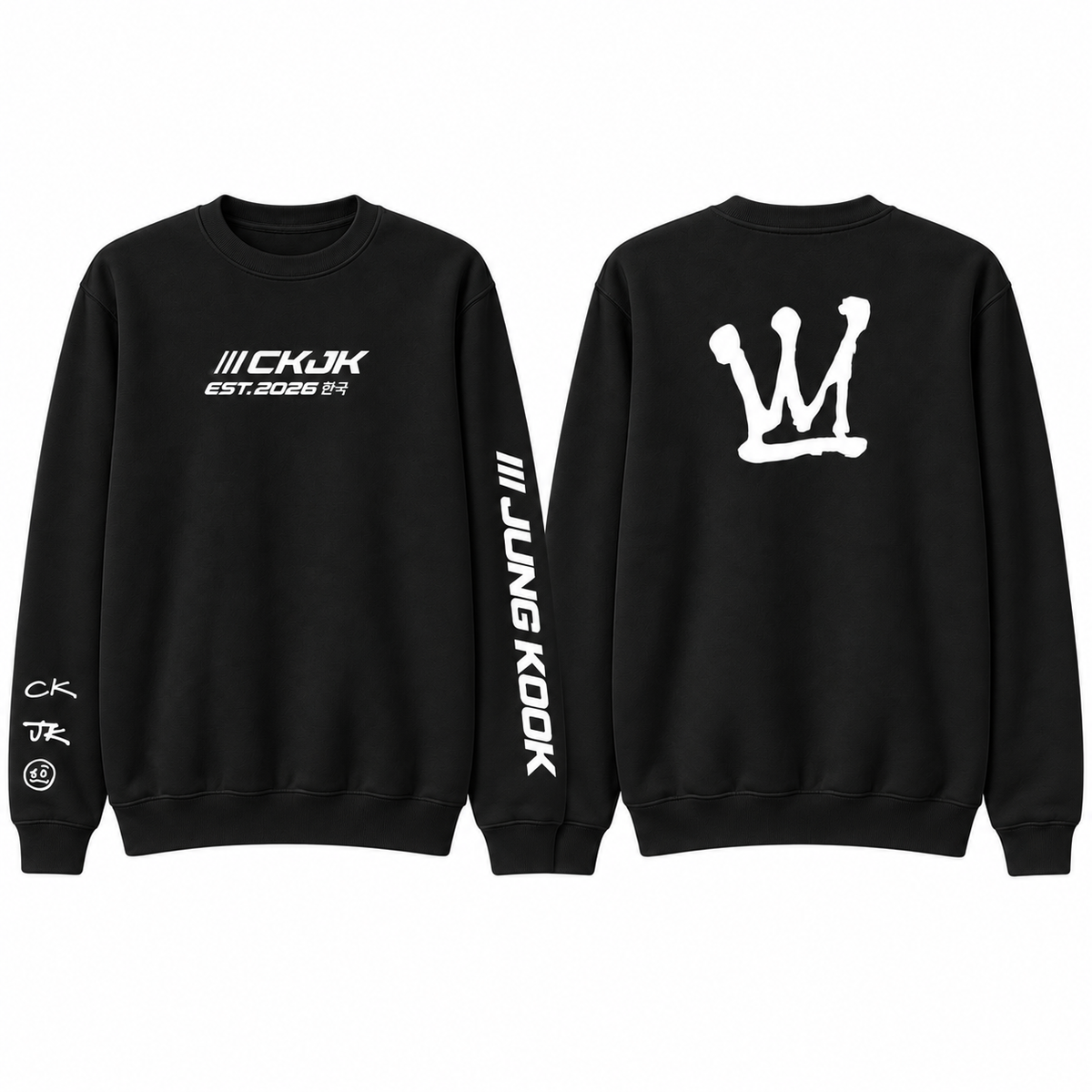 Sudadera Jung Kook CKJK BTS Cuello Redondo – Fanmade 🖤