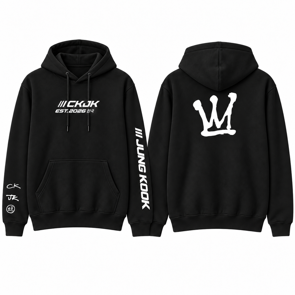 Hoodie Jung Kook CKJK BTS con Capucha – Fanmade 🖤
