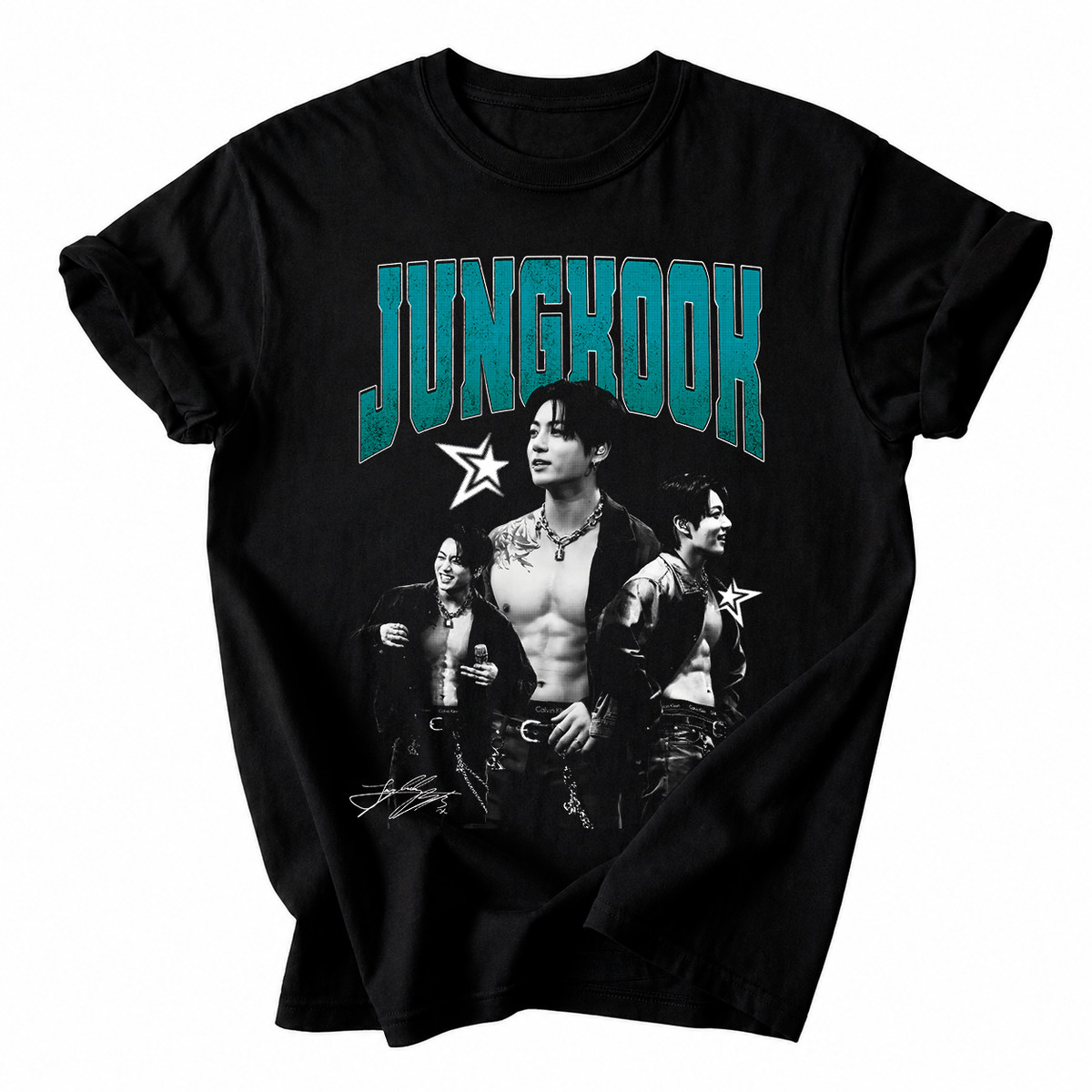 Playera Jung Kook BTS Vintage Turquesa – Fanmade 💜