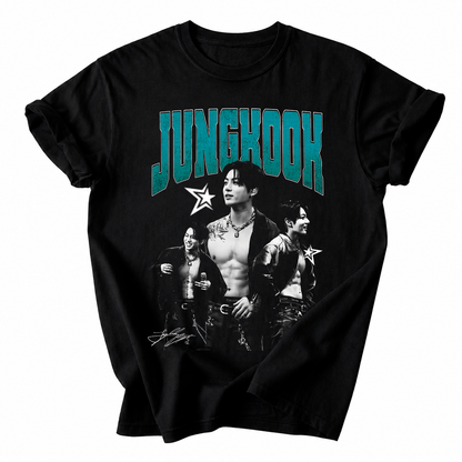 Playera Jung Kook BTS Vintage Turquesa – Fanmade 💜