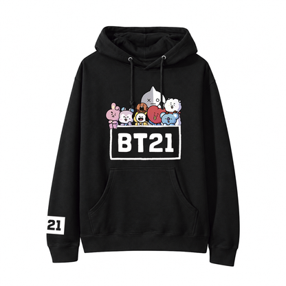 Hoodie BT21 Friends Negra 💜 | BTS K-Pop
