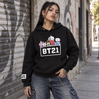 Hoodie BT21 Friends Negra 💜 | BTS K-Pop
