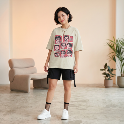 Playera Oversize BTS Chibi Edition Color Arena – Camiseta Kpop Unisex 💜✨