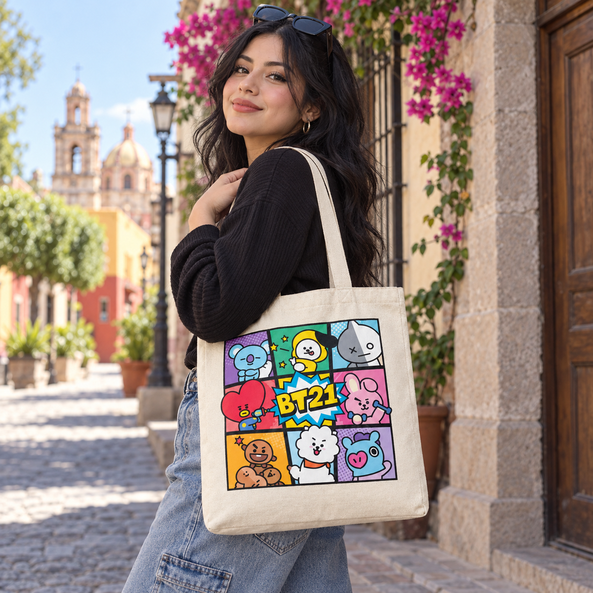 Tote Bag BT21 Pop Art 35x40 cm – Bolsa de Loneta 💜