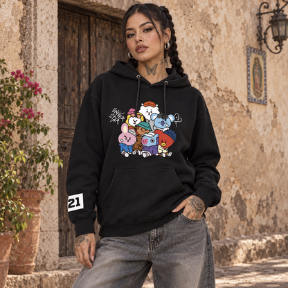 Hoodie BT21 Universe Star Negra 🌟 | BTS K-Pop