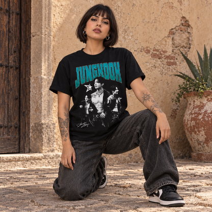 Playera Jung Kook BTS Vintage Turquesa – Fanmade 💜