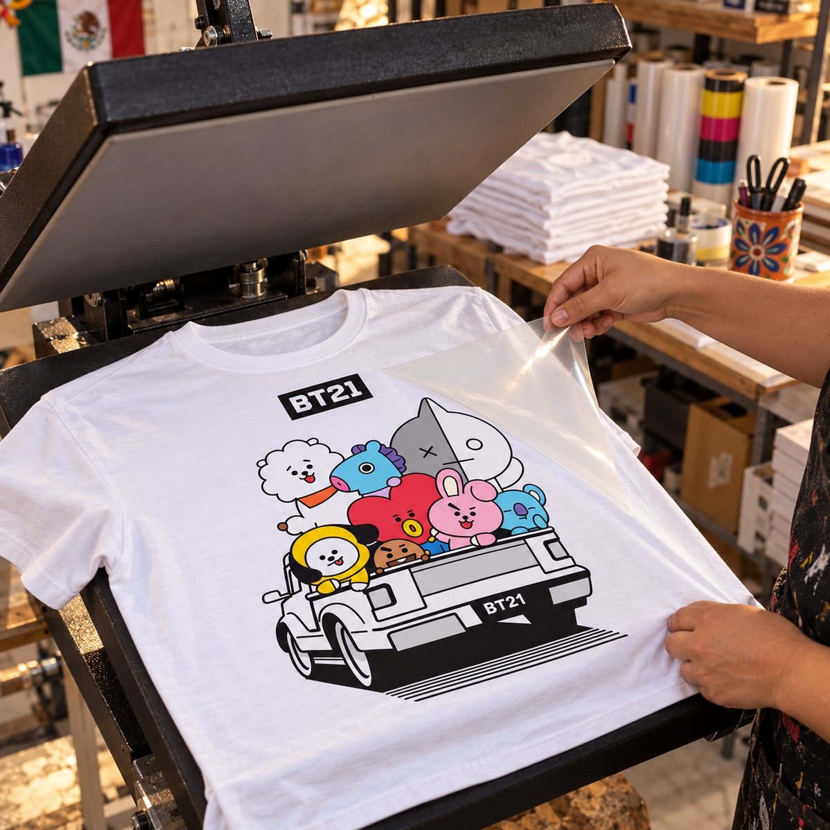 Playera BT21 Road Trip – Diseño Personajes K-Pop 🚙