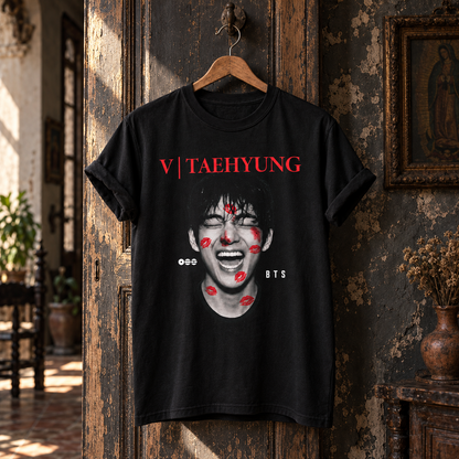 Playera V Taehyung BTS – Diseño K-Pop Black & Red ❤️