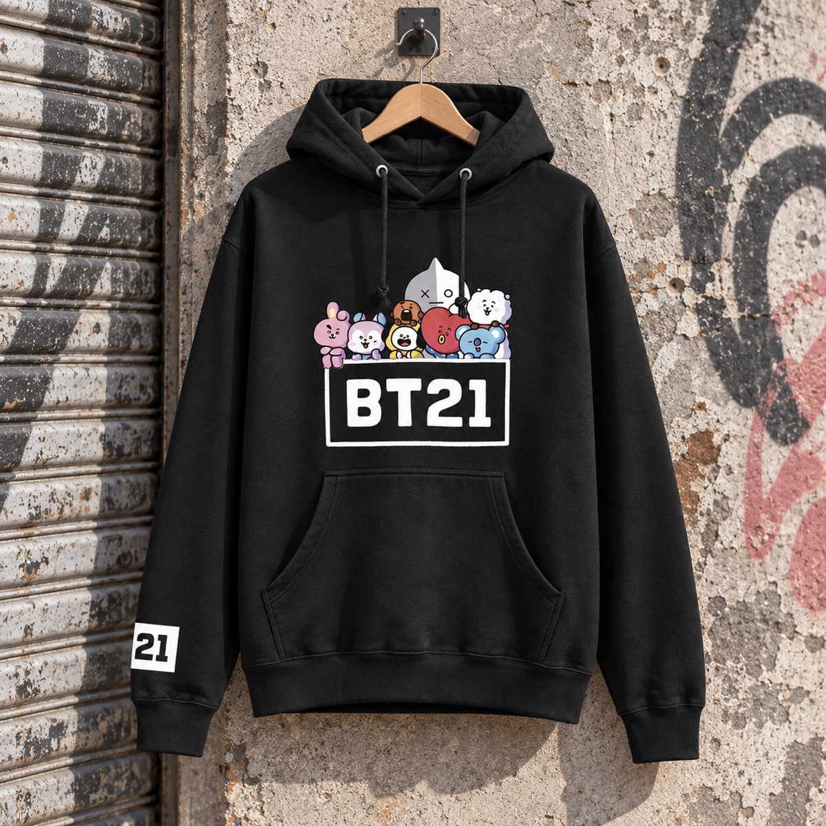 Hoodie BT21 Friends Negra 💜 | BTS K-Pop