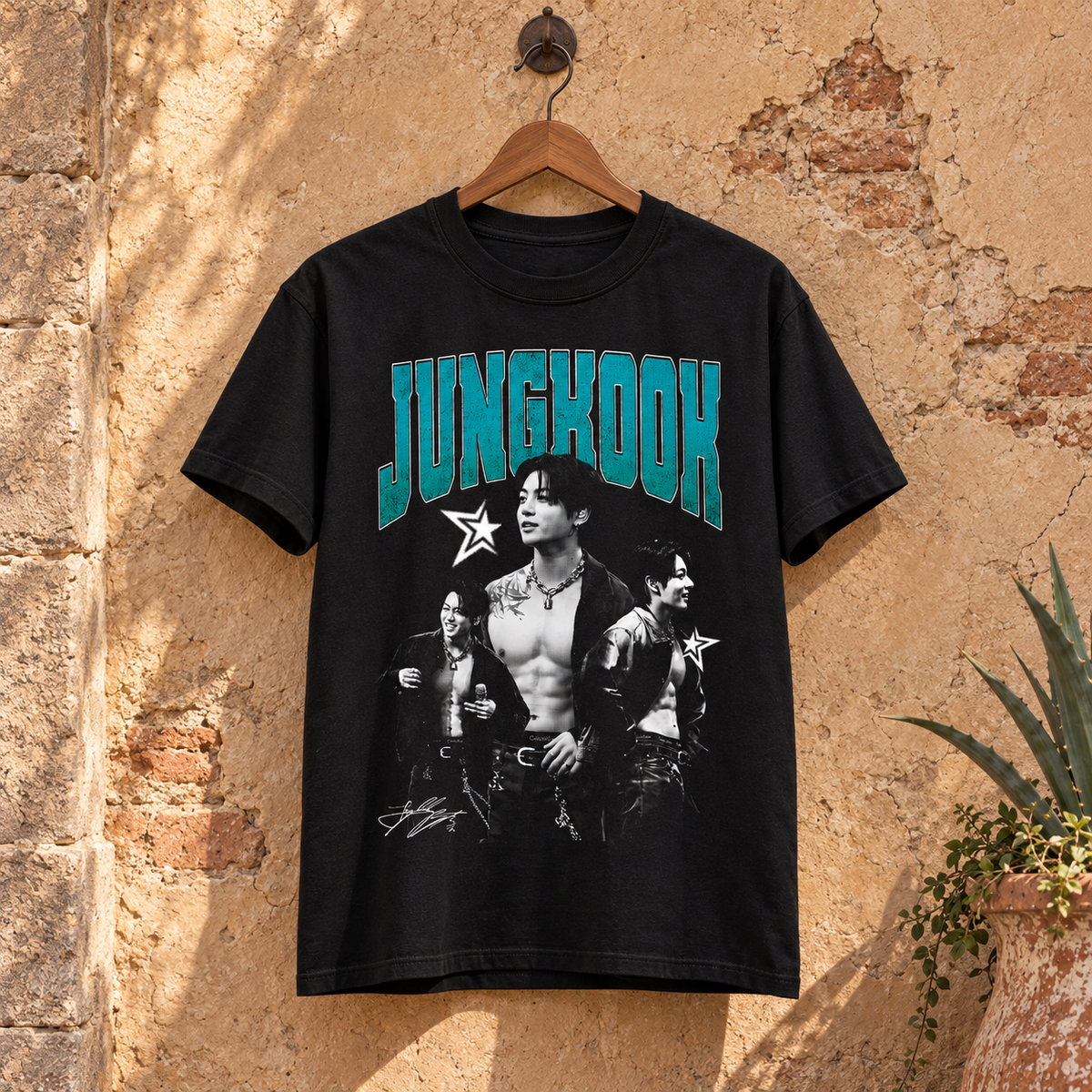 Playera Jung Kook BTS Vintage Turquesa – Fanmade 💜
