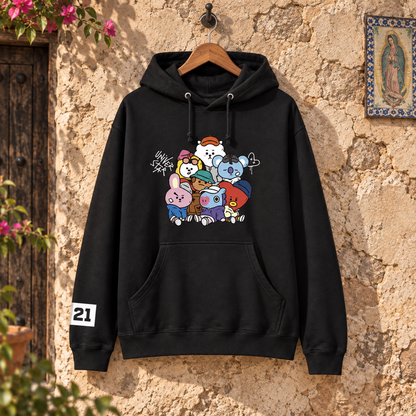 Hoodie BT21 Universe Star Negra 🌟 | BTS K-Pop