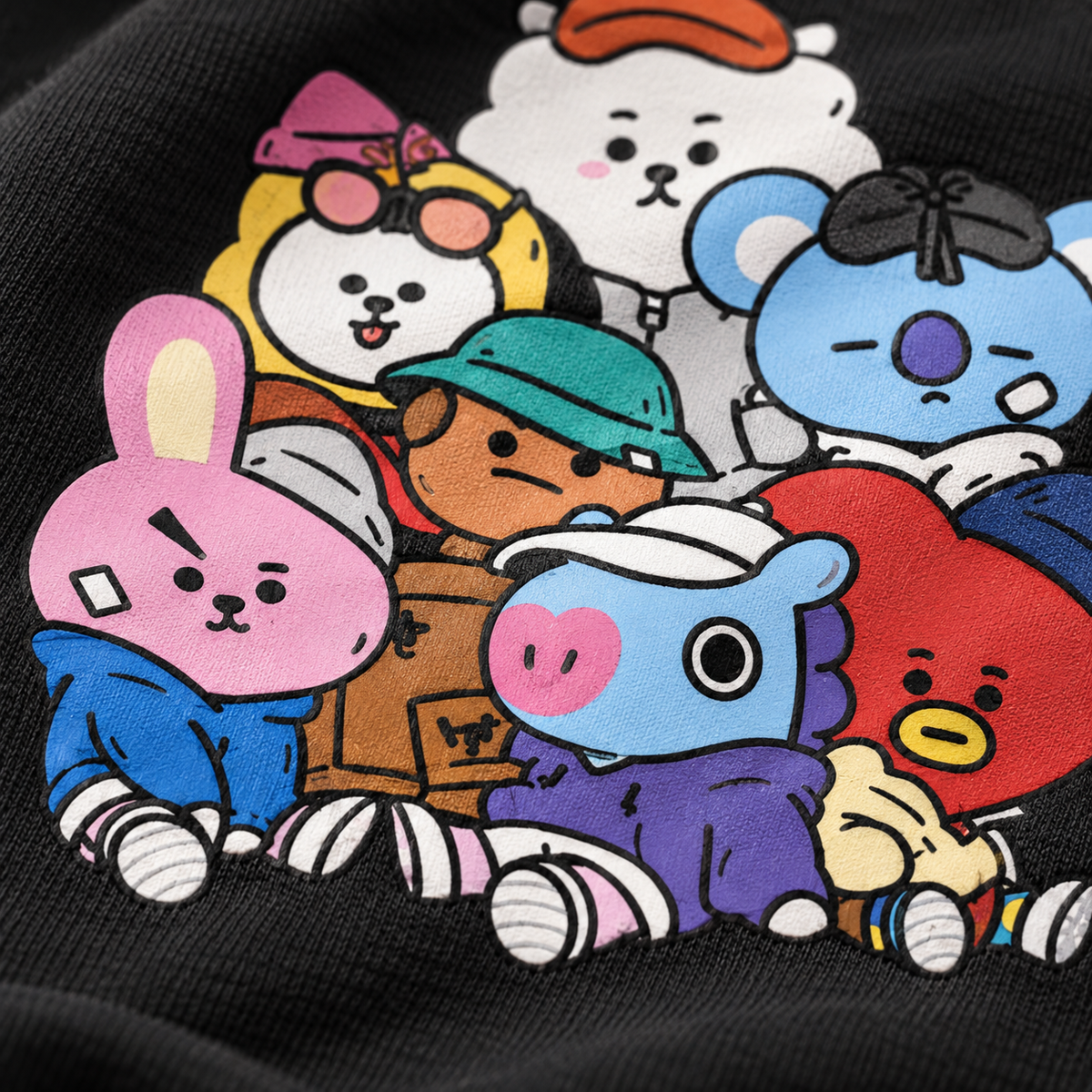 Hoodie BT21 Universe Star Negra 🌟 | BTS K-Pop