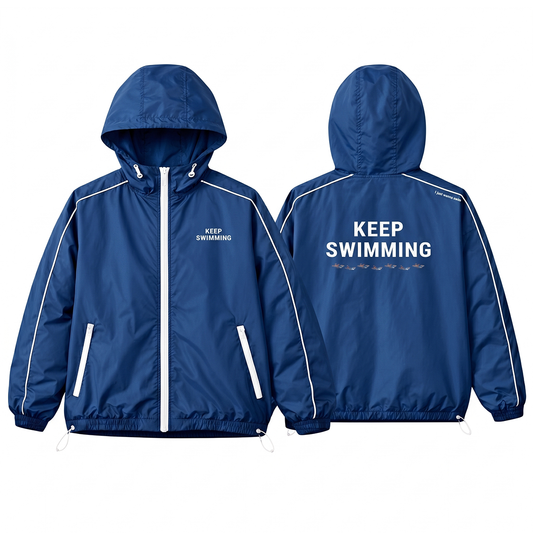 Rompevientos Azul BTS Keep Swimming – Chamarra Ligera Kpop Unisex con Capucha 💙🌊