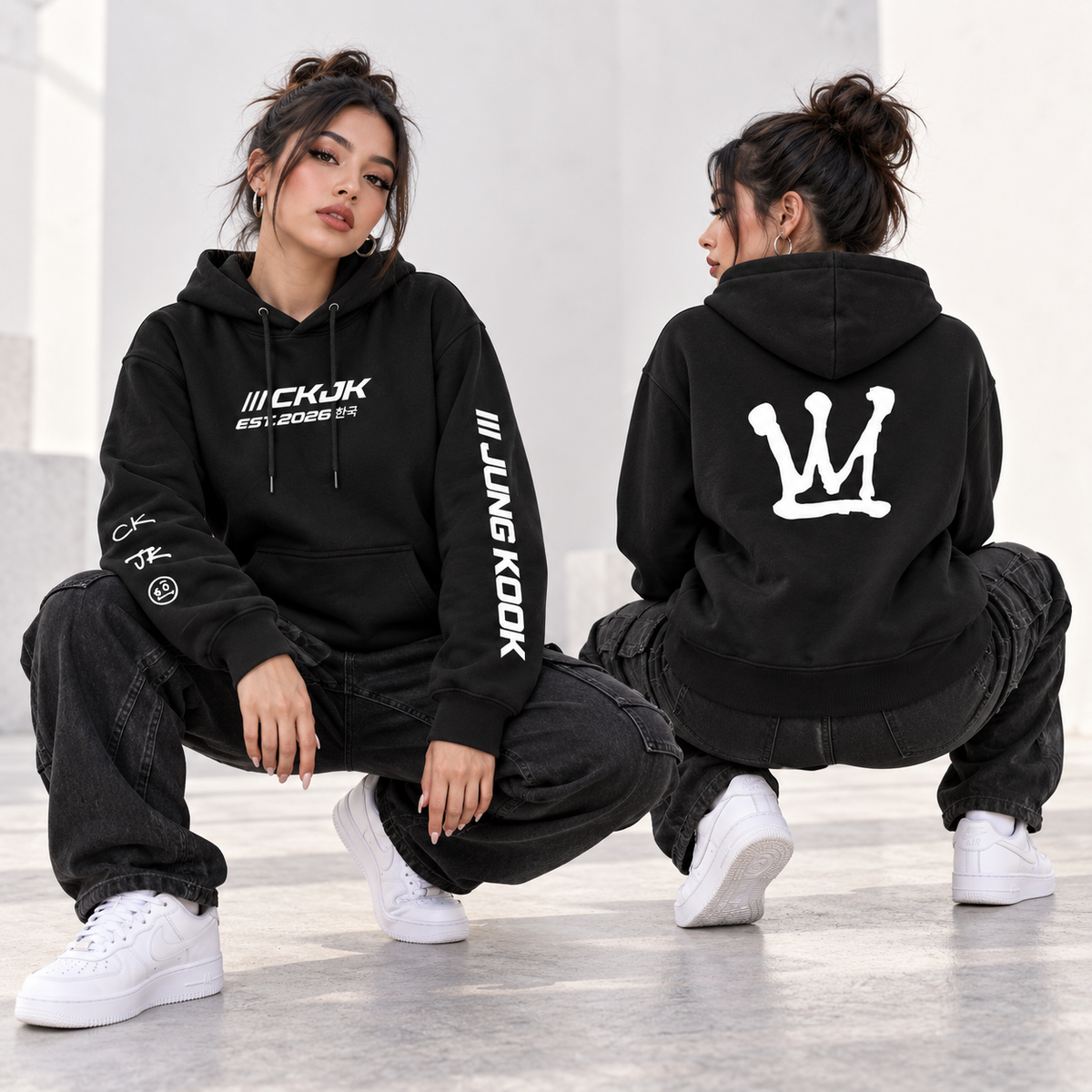 Hoodie Jung Kook CKJK BTS con Capucha – Fanmade 🖤