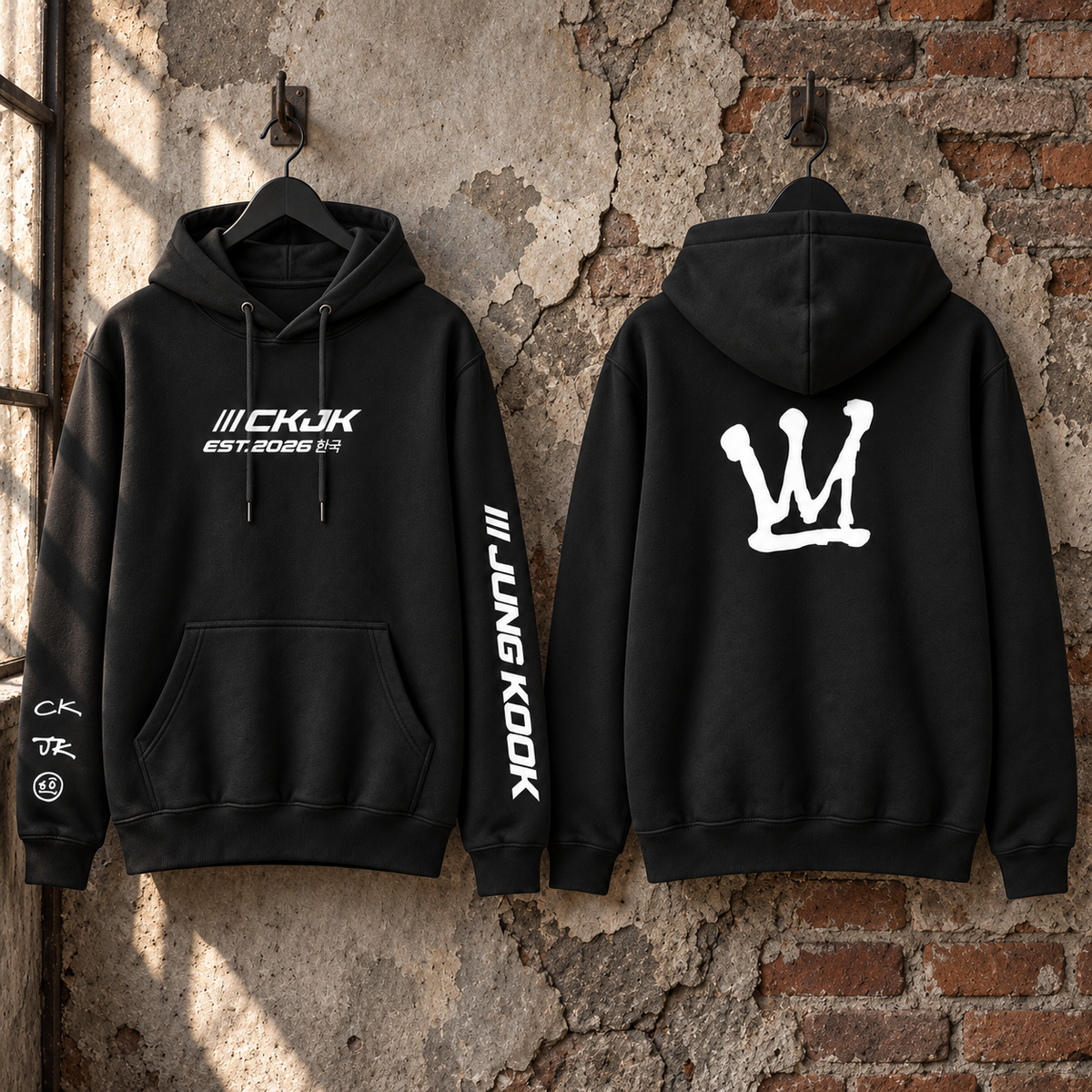 Hoodie Jung Kook CKJK BTS con Capucha – Fanmade 🖤