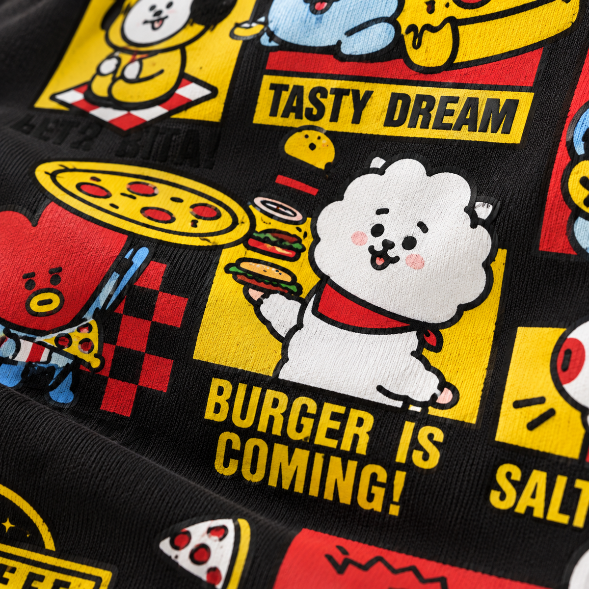 Hoodie BT21 Tasty Dream BTS – Diseño Frente y Espalda 🍔