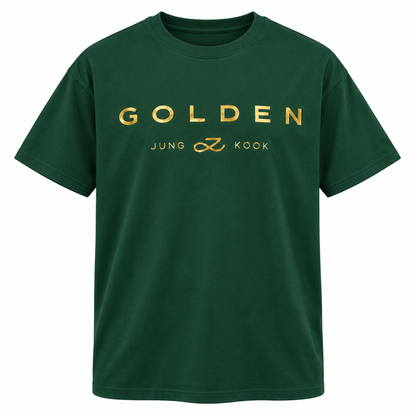 Playera Jung Kook GOLDEN Verde – Vinil Dorado Brillante ✨