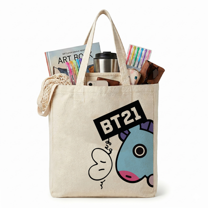 Tote Bag BT21 de Loneta – Bolsa Kpop Personajes BTS 35x40 cm 💜✨