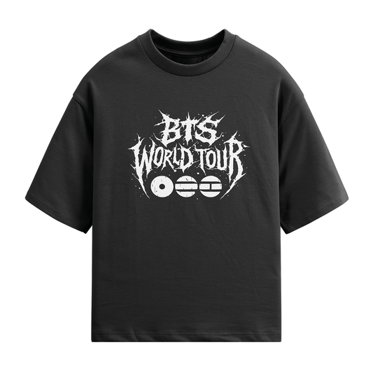 Playera Oversize Negra BTS World Tour – Diseño Rock Edition 🔥💜