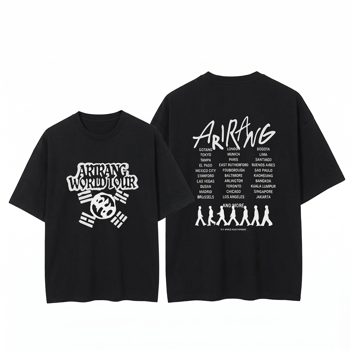 Playera Oversize Negra BTS Arirang World Tour – Doble Vista Frente y Espalda 🔥💜