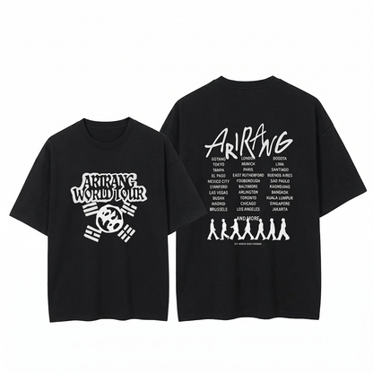 Playera Oversize Negra BTS Arirang World Tour – Doble Vista Frente y Espalda 🔥💜