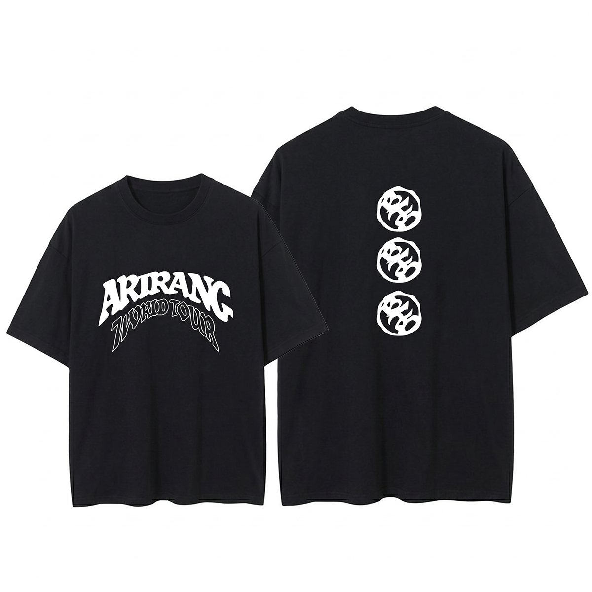 Playera Oversize Negra BTS Arirang World Tour – Diseño Doble Vista Minimal 🔥💜
