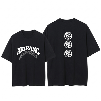 Playera Oversize Negra BTS Arirang World Tour – Diseño Doble Vista Minimal 🔥💜