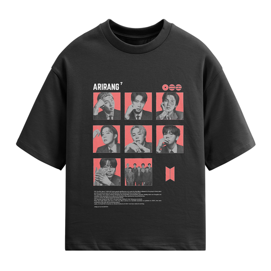 Playera Oversize BTS Arirang Negra – Diseño Photo Grid Kpop 🔥💜