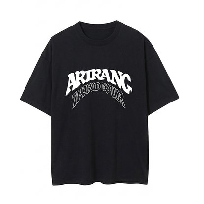 Playera Oversize Negra BTS Arirang World Tour – Diseño Doble Vista Minimal 🔥💜