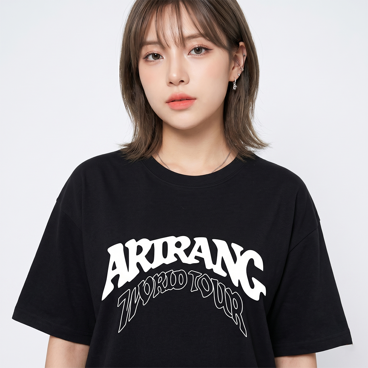 Playera Oversize Negra BTS Arirang World Tour – Diseño Doble Vista Minimal 🔥💜