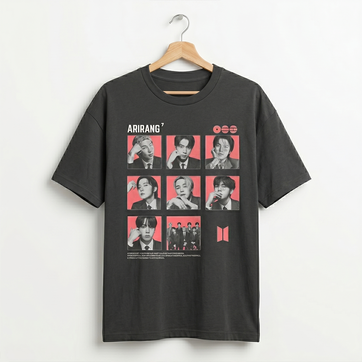 Playera Oversize BTS Arirang Negra – Diseño Photo Grid Kpop 🔥💜