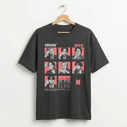 Playera Oversize BTS Arirang Negra – Diseño Photo Grid Kpop 🔥💜