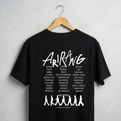 Playera Oversize Negra BTS Arirang World Tour – Doble Vista Frente y Espalda 🔥💜