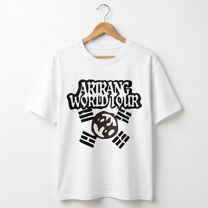 Playera Oversize Blanca BTS Arirang World Tour – Diseño Kpop Corea 🔥💜