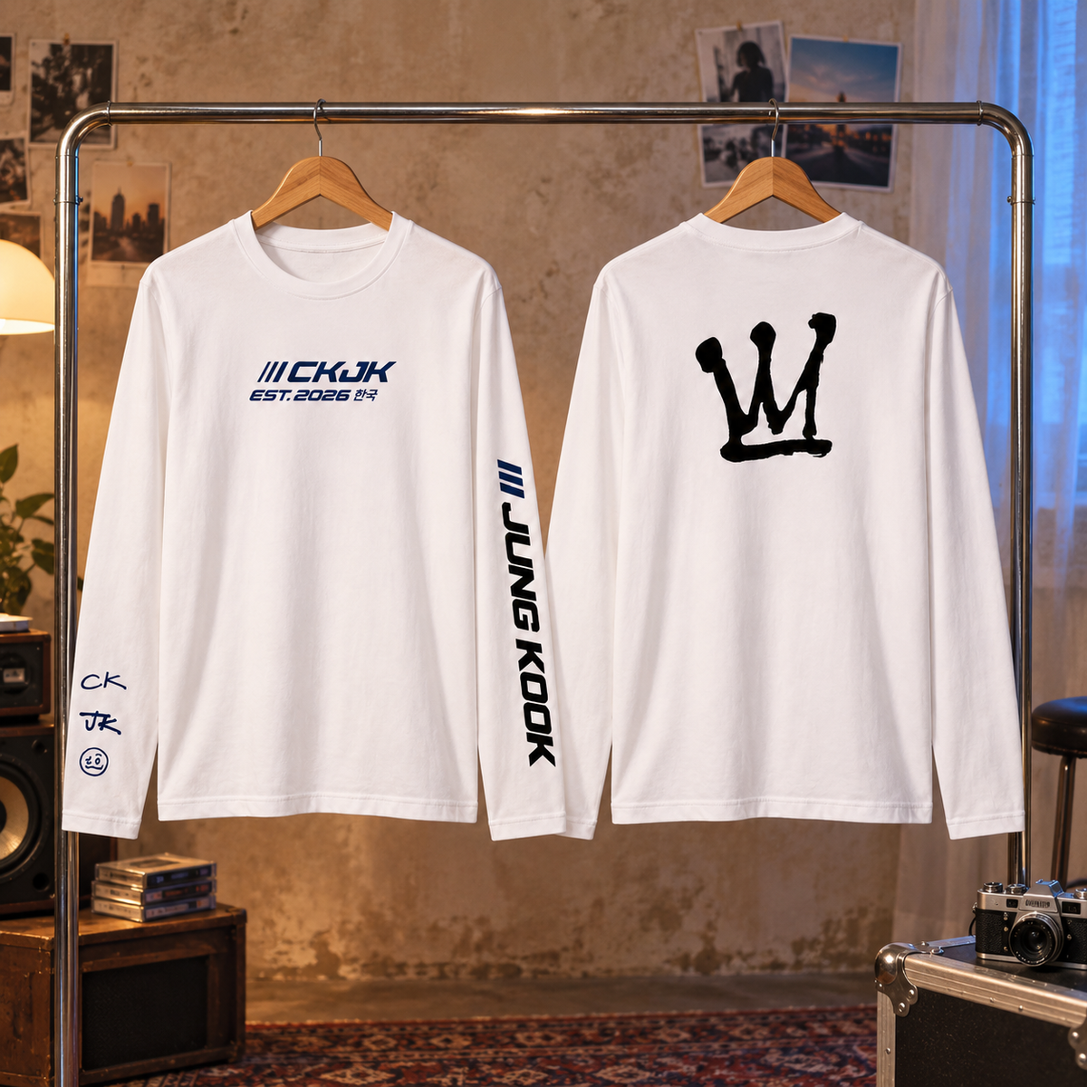 Playera Manga Larga Jung Kook CKJK BTS – Fanmade 🖤🤍