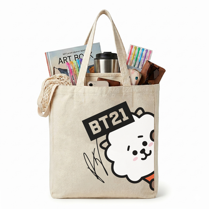 Tote Bag BT21 de Loneta – Bolsa Kpop Personajes BTS 35x40 cm 💜✨