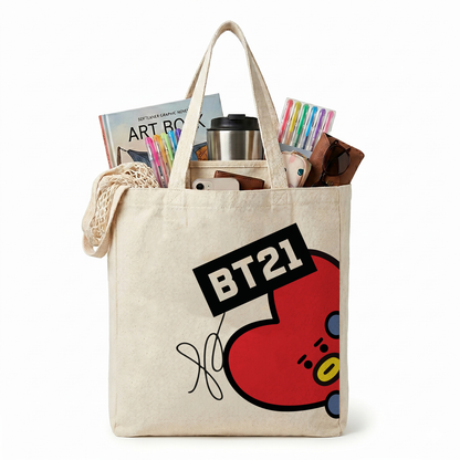 Tote Bag BT21 de Loneta – Bolsa Kpop Personajes BTS 35x40 cm 💜✨