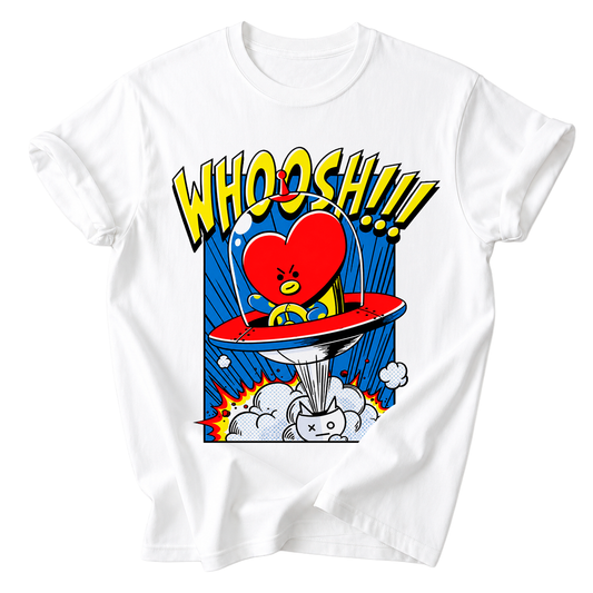 Playera TATA BT21 Whoosh – Diseño Cómic K-Pop 🚀