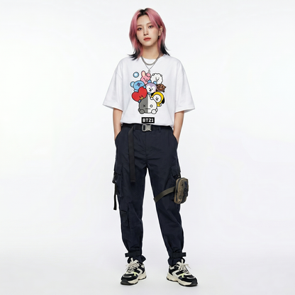 Playera Oversize BT21 Unisex – Personajes Kpop Diseño BTS 💜✨
