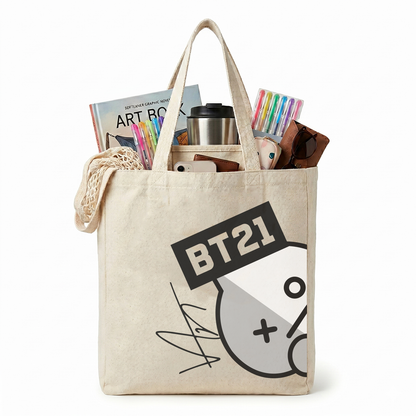 Tote Bag BT21 de Loneta – Bolsa Kpop Personajes BTS 35x40 cm 💜✨